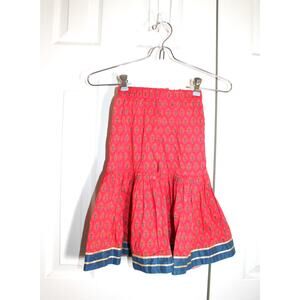 Minnie Minors Red Floral Print Ruffled Wide Leg Cotton Pants sz 9/12 M